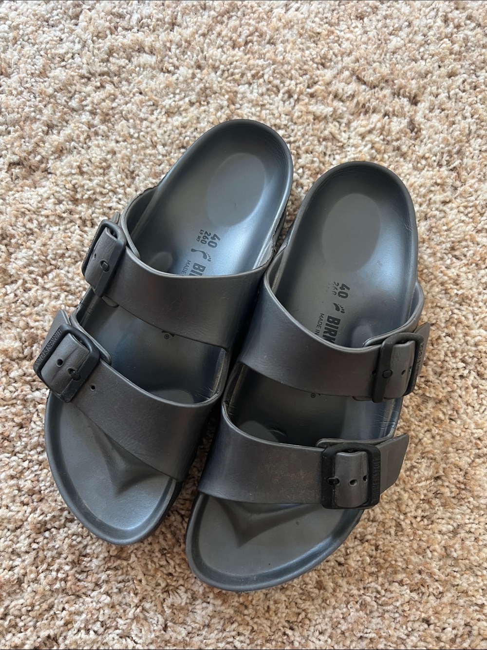 Birkenstock Matte Black Two-Strap EVA Sandals